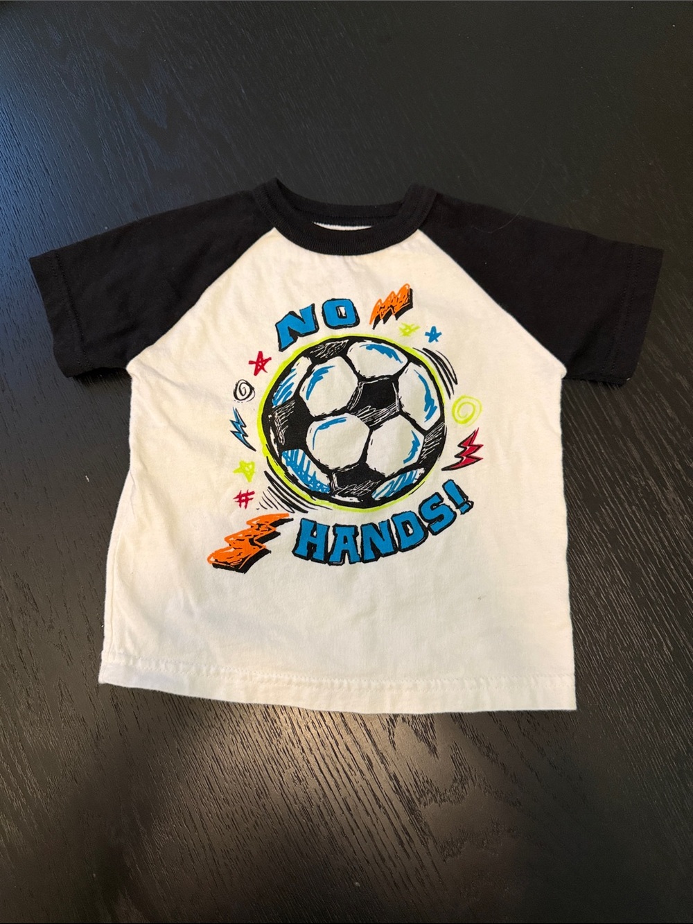 Garanimals Black & White Raglan Tee with Soccer Graphic